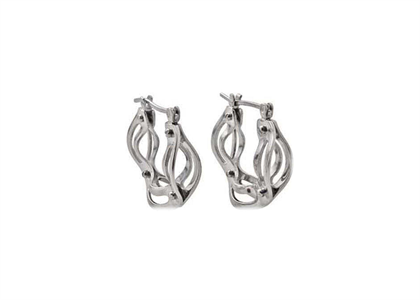 Rhodium Plated | Basket Hoop Earrings